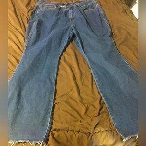 Judy Blue 22W Bootcut Jeans Womens High Rise Blue Medium Wash Denim Frayed Hem